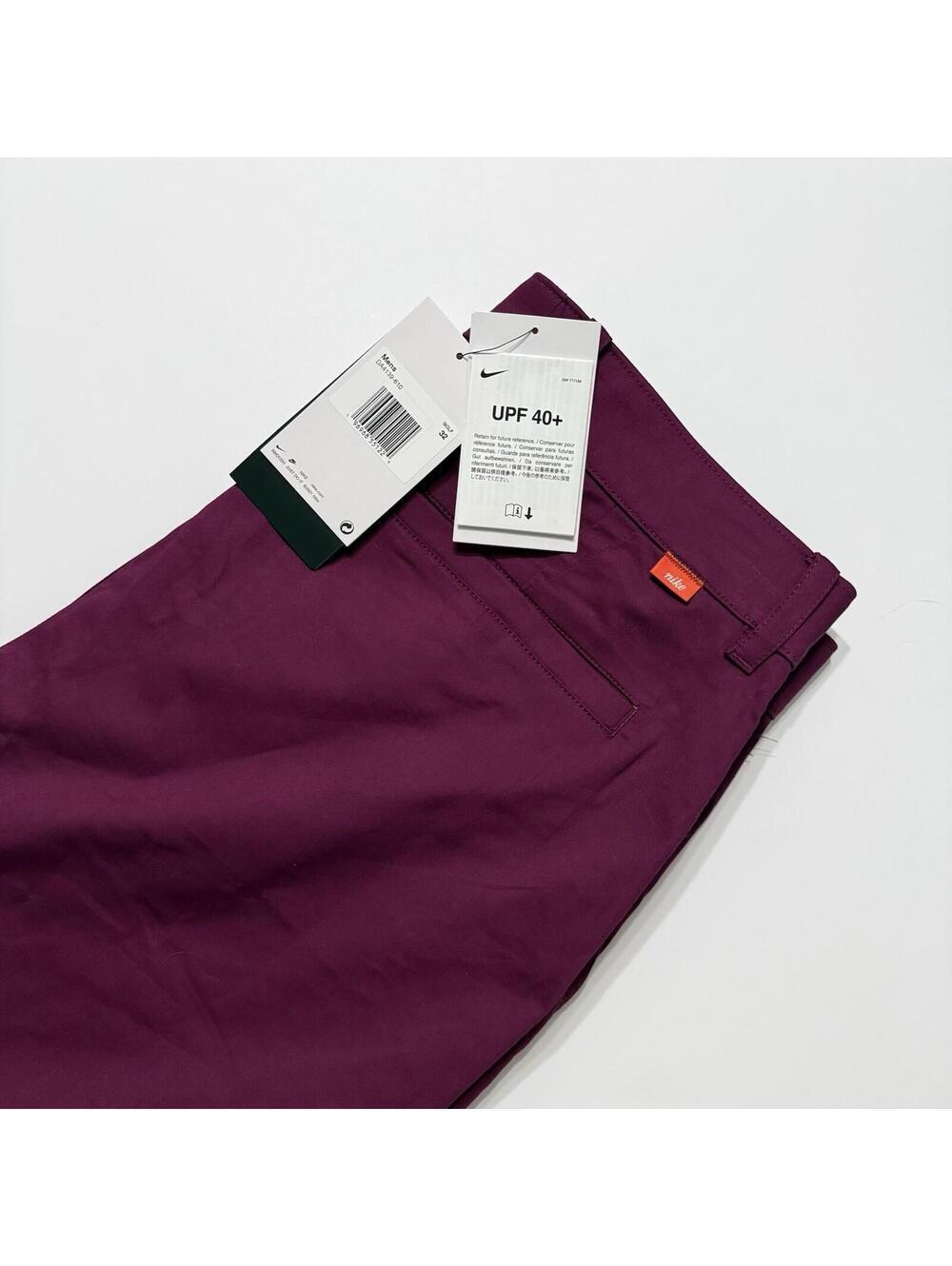 Nike Men Golf Dri-FIT UV UPF 40+ Burgundy 8” Chino Shorts DA4139-025 Size 32 NWT